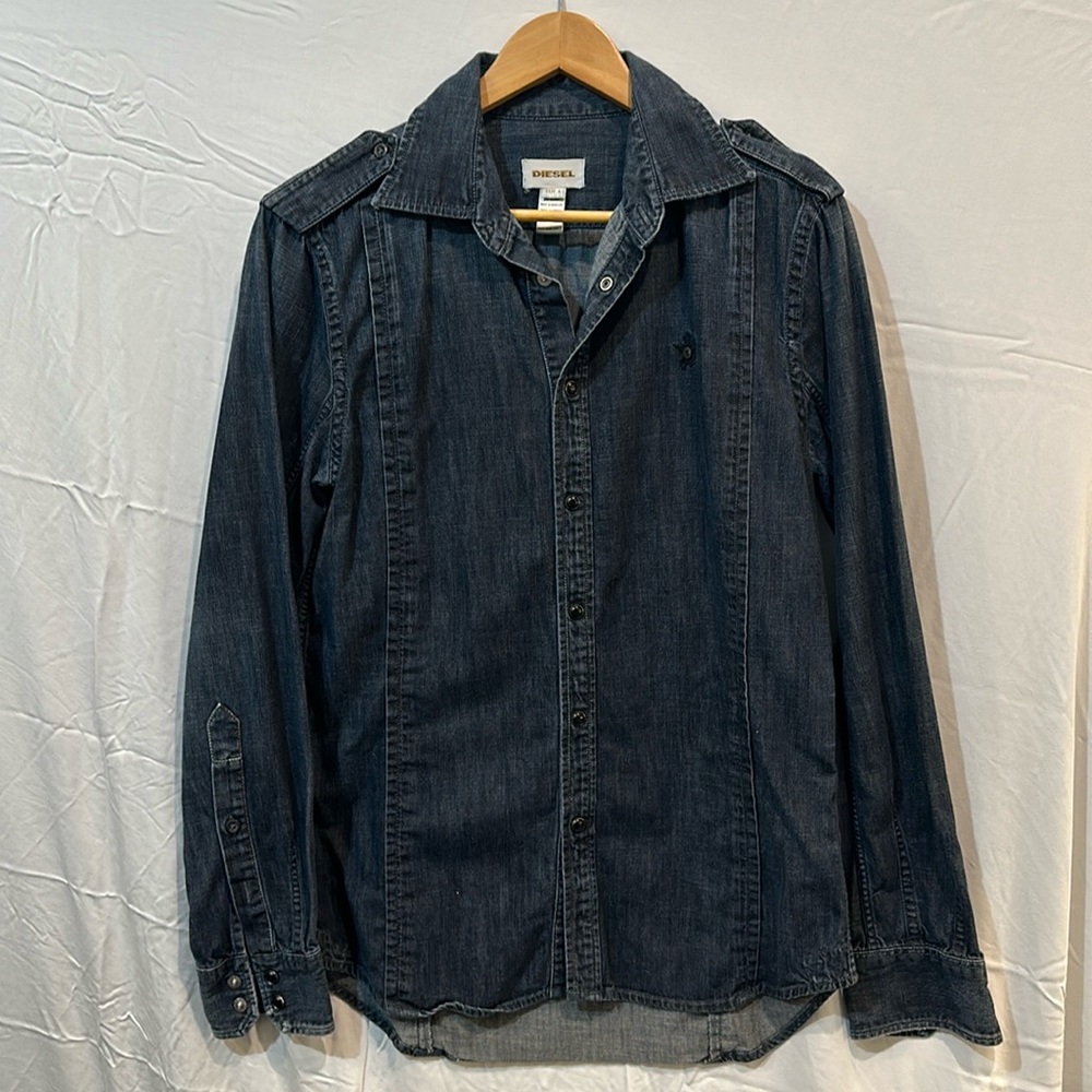 Diesel Men’s Denim Button Down Shirt, Size Large